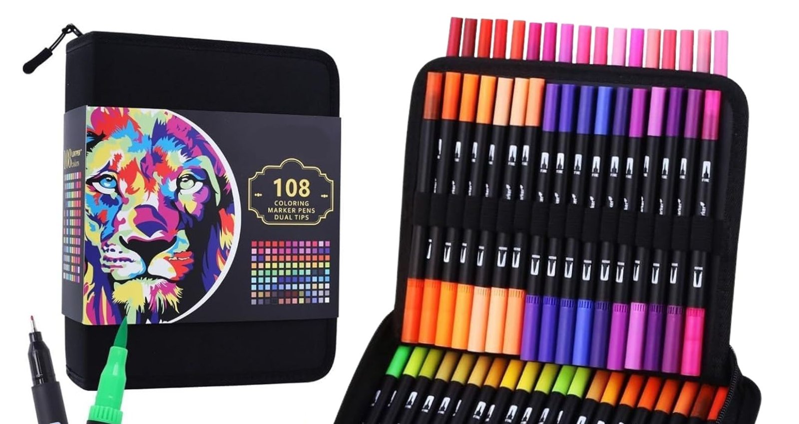 108 Colours Dual Tip Colouring Pens