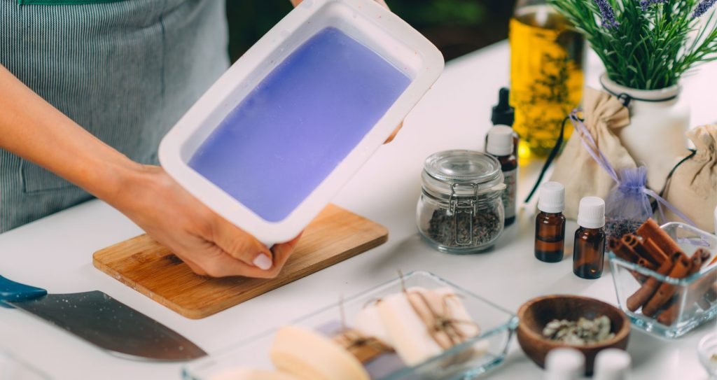 Making homemade soap 