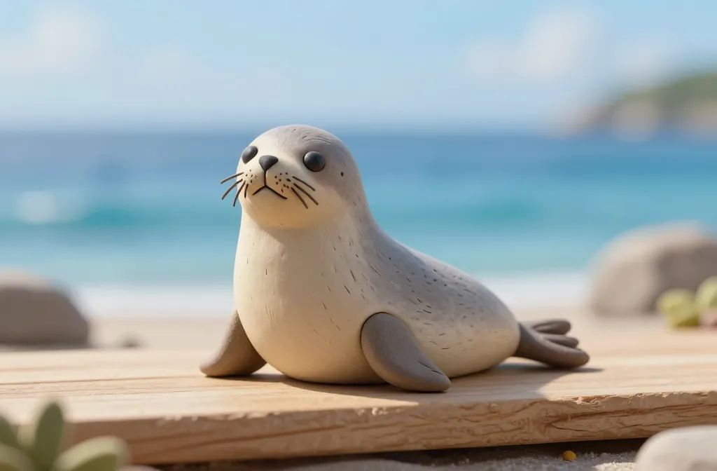 Cute Seal Clay Sculpture: Adorable Ocean Treasure