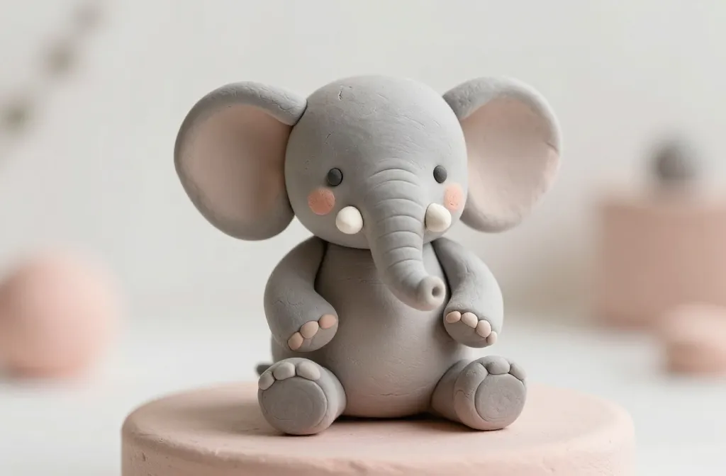 Cute Baby Elephant Clay Figure: Tiny Charm in Clay