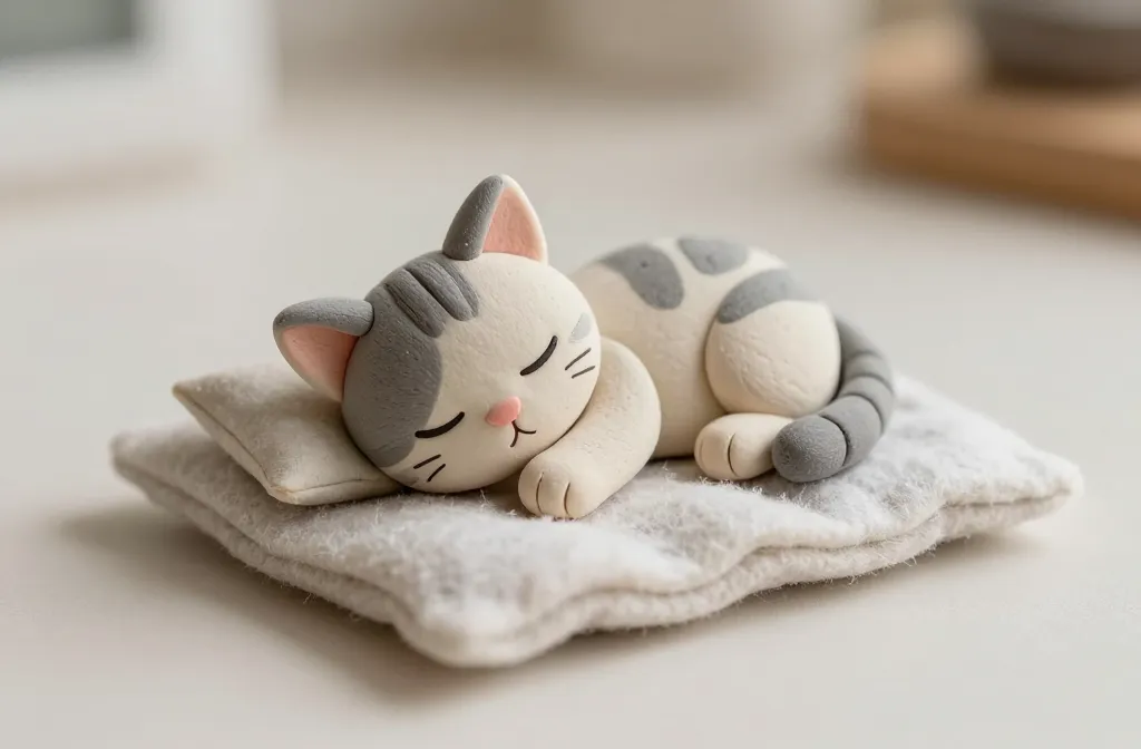 Tiny Sleeping Kitten Clay Craft: Cozy Little Masterpiece