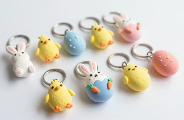 Easter Themed Clay Keychains: Charming Spring Keepsakes