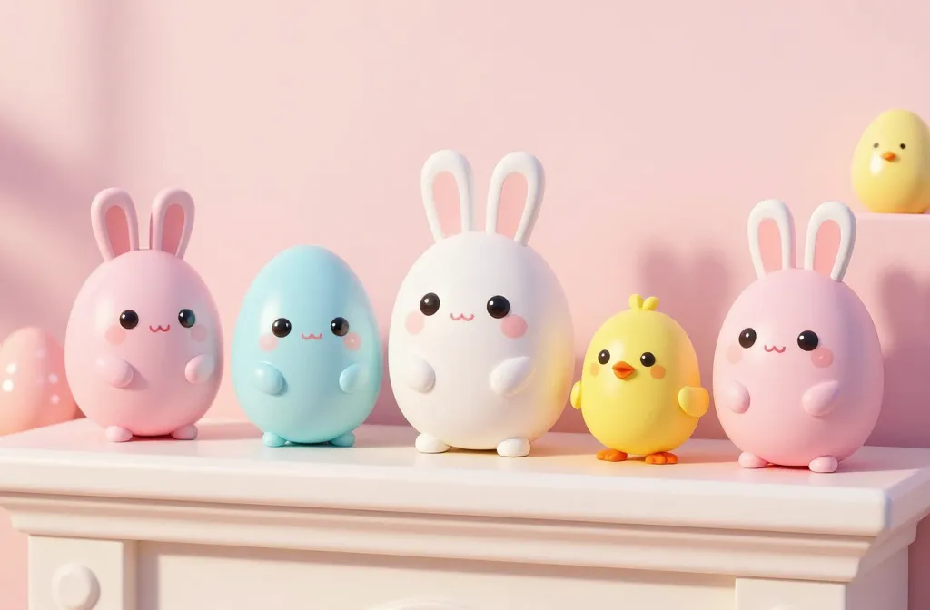 Kawaii Easter Animal Figurines: Cuteness Overload for Your Shelf